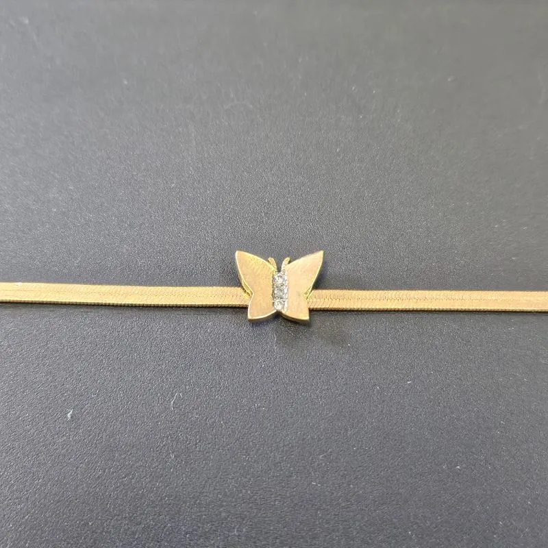 PULSEIRA LAMINADA FITA 3MM COM BORBOLETA NO CENTRO