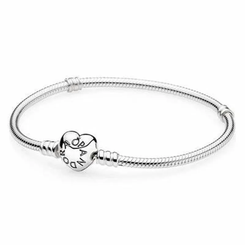 PULSEIRA PANDORA FECHO CORAÇÃO LISO MANUSCRITO 16CM
