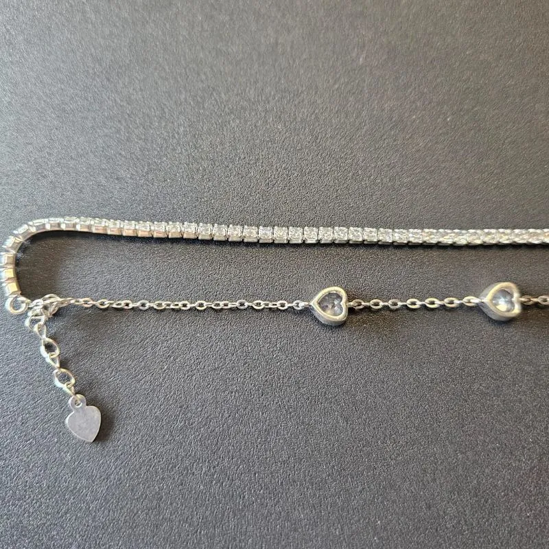 PULSEIRA PENDURADA DUPLA RIVEIRA ELO PORTUGUES COM CORAÇÃO