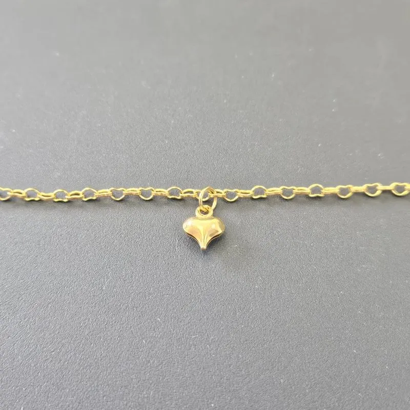 TORNOZELEIRA ELO LOVE CORAÇÃO LISO PENDURADO