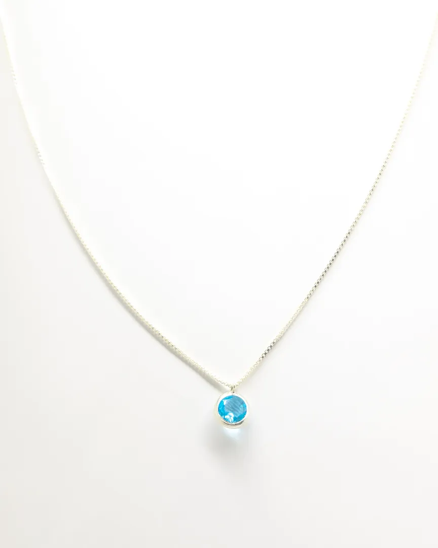 CONJUNTO PONTO DE LUZ PEDRA AZUL CLARO REDONDA BRINCO E GARGANTILHA