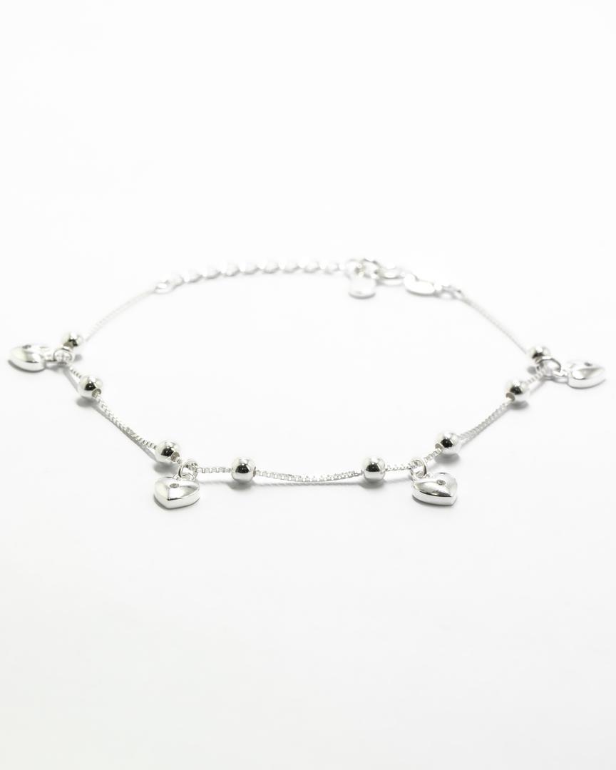 PULSEIRA BOLINHA COM CORAÇÕES PENDURADO COM PONTO DE LUZ