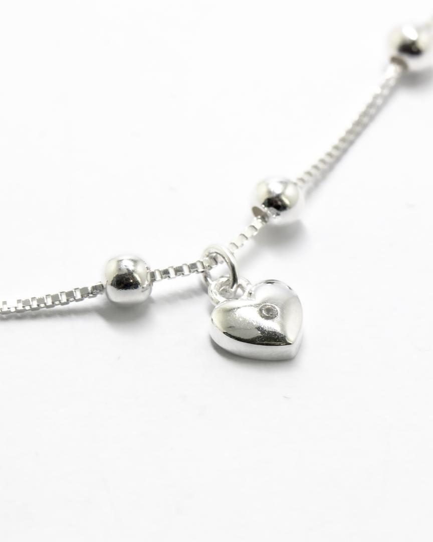 PULSEIRA BOLINHA CORAÇÃO PENDURADO LISO