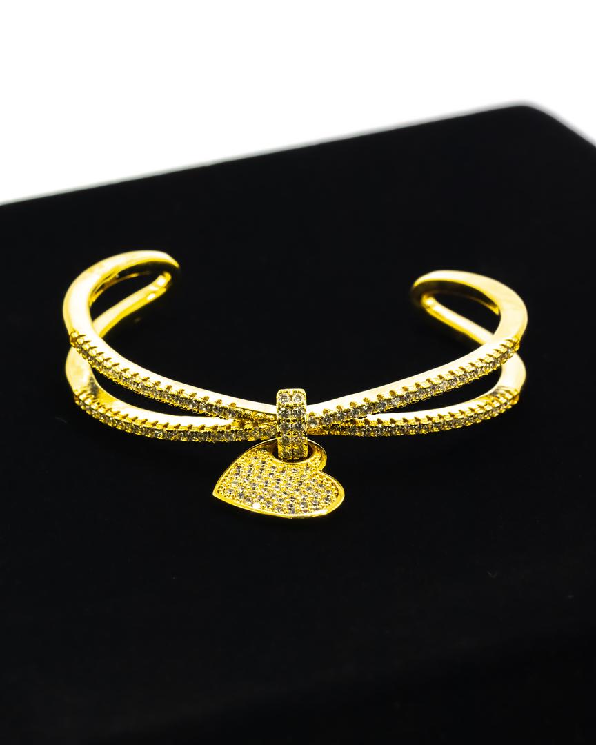 BRACELETE 2 FIOS CORAÇÃO CRAVEJADO CORES VARIADAS