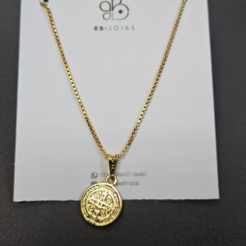 GARGANTILHA VENEZIANA MEDALHA DE SÃO BENTO 50 CM