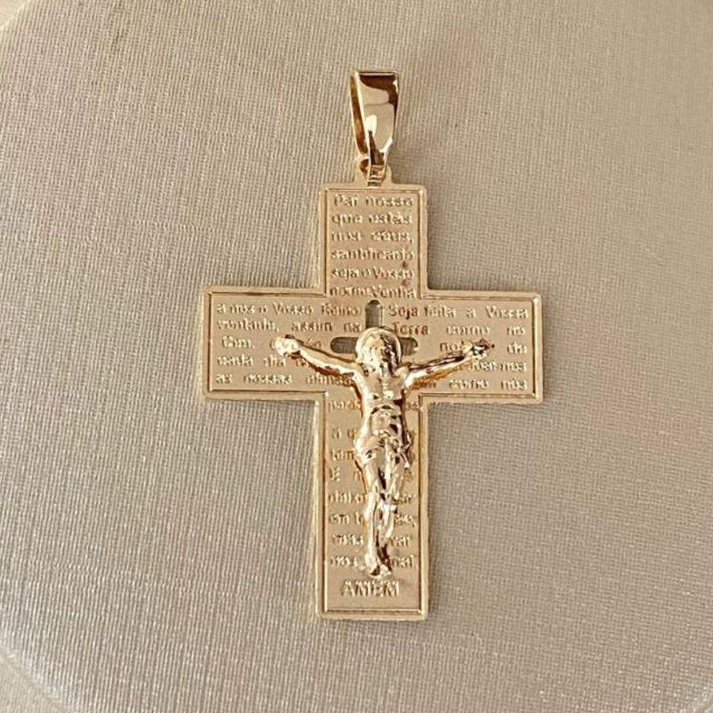 PINGENTE CRUZ JESUS CRISTO ORAÇÃO