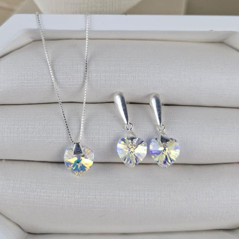CONJUNTO CORAÇAO SWAROVSKI