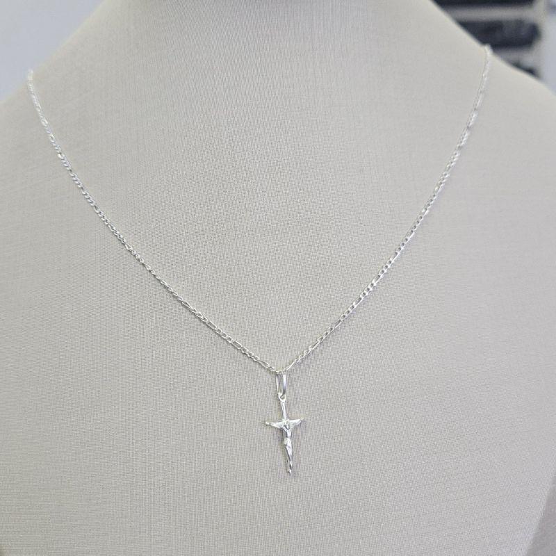 GARGANTILHA CRUZ JESUS CRISTO ELO 3X1 FIGARO FINO